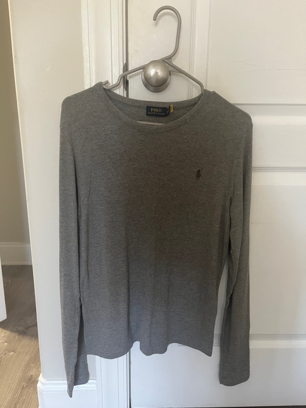 Ralph Lauren Gray Ribbed Crewneck Sweater
